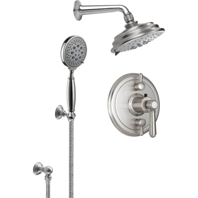 California Faucets - Montecito StyleTherm 1/2'' Thermostatic Shower System with Showerhead and Handshower on Hook - Gloss White