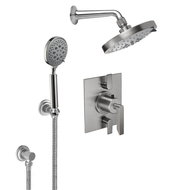 California Faucets - Rincon Bay StyleTherm 1/2'' Thermostatic Shower System with Showerhead and Handshower on Hook - Gloss White