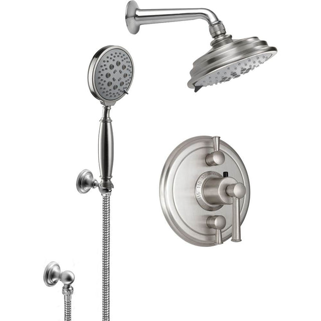California Faucets - Miramar StyleTherm 1/2'' Thermostatic Shower System with Showerhead and Handshower on Hook - Gloss White
