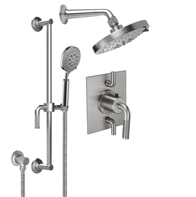 California Faucets - Descanso StyleTherm 1/2'' Thermostatic Shower System with Showerhead and Handshower on Slide Bar - Gloss White