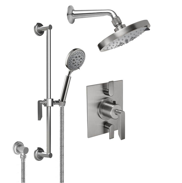 California Faucets - Rincon Bay StyleTherm 1/2'' Thermostatic Shower System with Showerhead and Handshower on Slide Bar - Gloss White