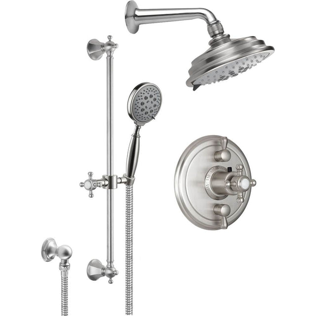 California Faucets - Monterey StyleTherm 1/2'' Thermostatic Shower System with Showerhead and Handshower on Slide Bar - Gloss White