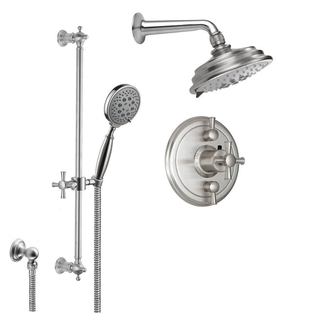 California Faucets - Miramar Styletherm 1/2'' Thermostatic Shower System with Showerhead and Handshower on Slide Bar - Gloss White