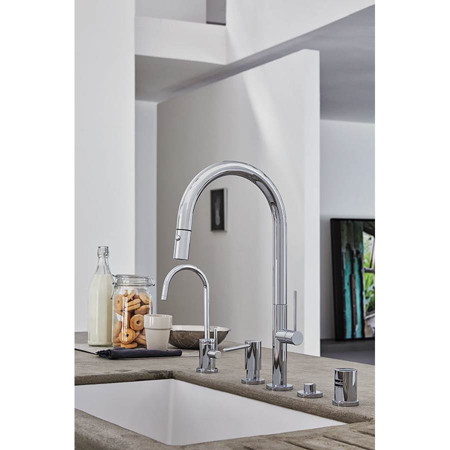 Pull-Down Kitchen Faucet with Button Sprayer  - Low Arc Spout