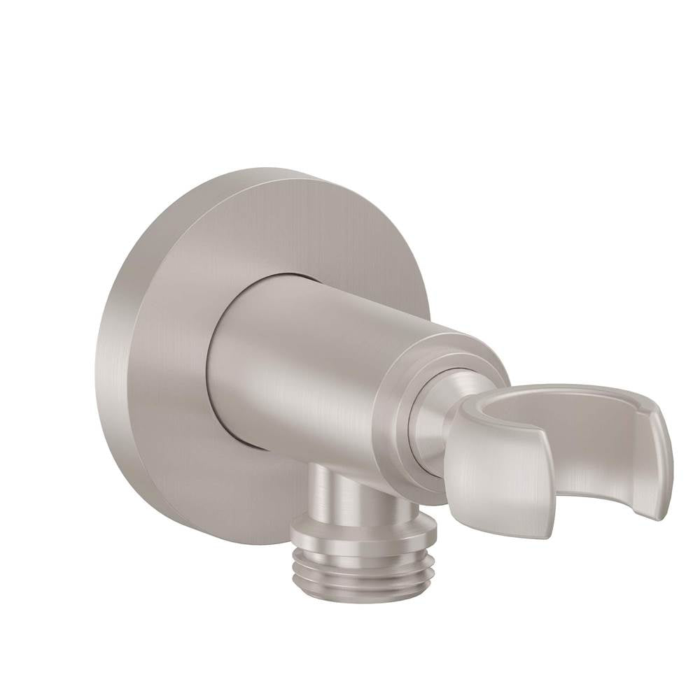 California Faucets - Supply Elbow with Handshower Holder - Round Base - Gloss White