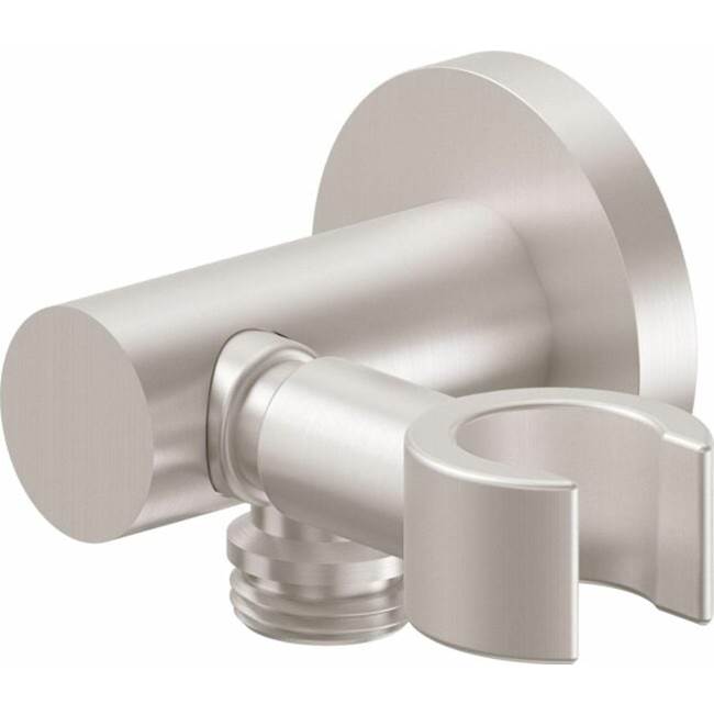 California Faucets - Decorative Supply Elbow with Swivel Handshower Holder - Round Base - Gloss White