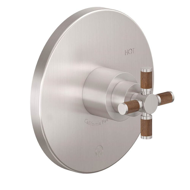 California Faucets - Pressure Balance Trim Only - Teak Handle - Gloss White