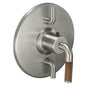 California Faucets - StyleTherm Trim Only with Dual Volume Control - Teak Handle - Gloss White