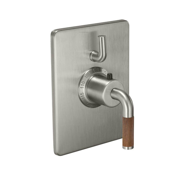 California Faucets - StyleTherm Trim Only with Single Volume Control - Teak Handle - Gloss White