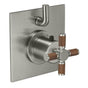 California Faucets - StyleTherm Trim Only with Single Volume Control - Teak Handle - Gloss White