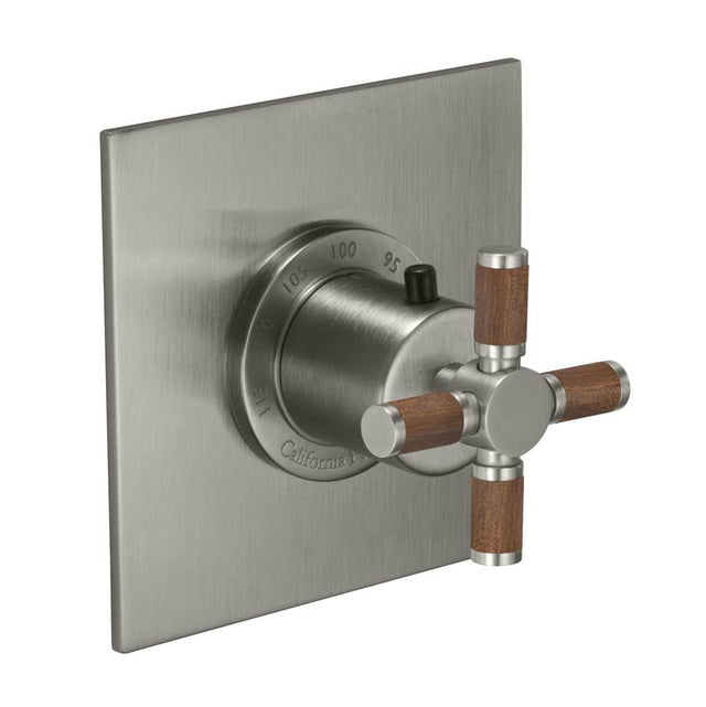 California Faucets - StyleTherm 3/4'' Thermostatic Trim Only - Teak Handle - Gloss White