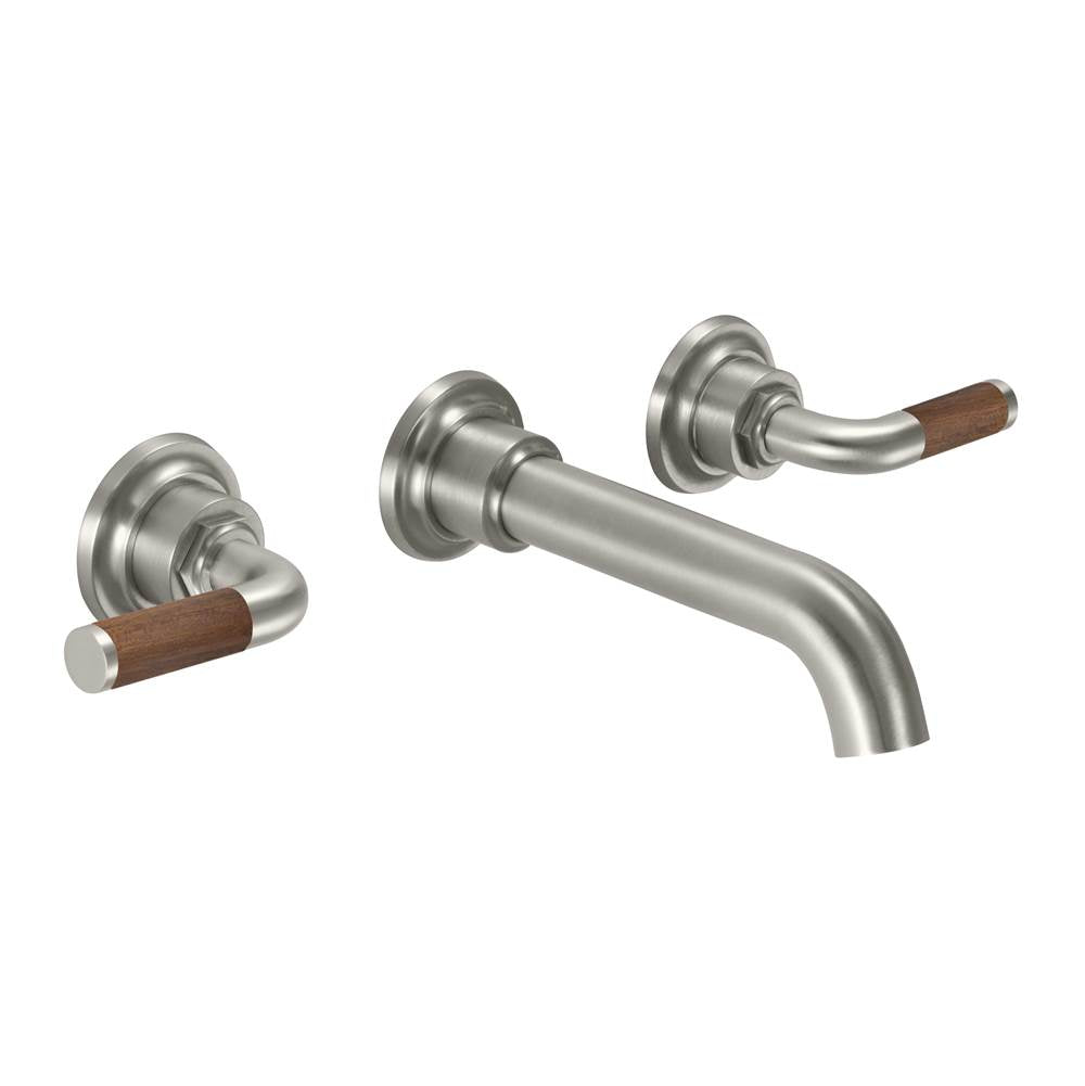 California Faucets - Two Handle Lavatory Wall Faucet Trim Only - Teak Lever Handle - Gloss White