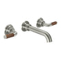 California Faucets - Two Handle Lavatory Wall Faucet Trim Only - Teak Lever Handle - Gloss White
