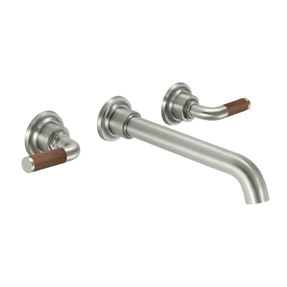 California Faucets - Two Handle Lavatory Wall Faucet Trim Only - Teak Lever Handle - Gloss White