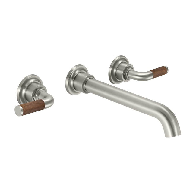 California Faucets - Two Handle Lavatory Wall Faucet Trim Only - Teak Lever Handle - Gloss White