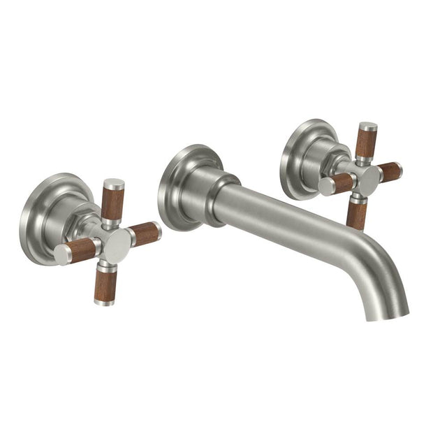 California Faucets - Two Handle Lavatory Wall Faucet Trim Only - Teak Cross Handle - Gloss White