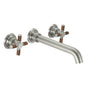 California Faucets - Two Handle Lavatory Wall Faucet Trim Only - Teak Cross Handle - Gloss White