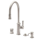 Pull-Down Kitchen Faucet with Button Sprayer  - High Arc Spout