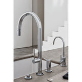 Pull-Down Kitchen Faucet with Button Sprayer  - Low Arc Spout