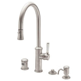 Pull-Down Kitchen Faucet with Button Sprayer  - High Arc Spout