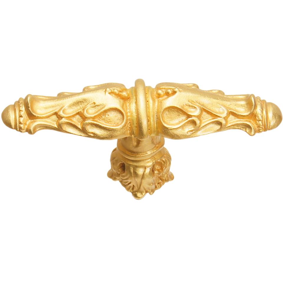 Carpe Diem Hardware - Acanthus Leaves Large Knob Romanesque Style With Column Base In Gilded Mercury. - Gilded Mercury