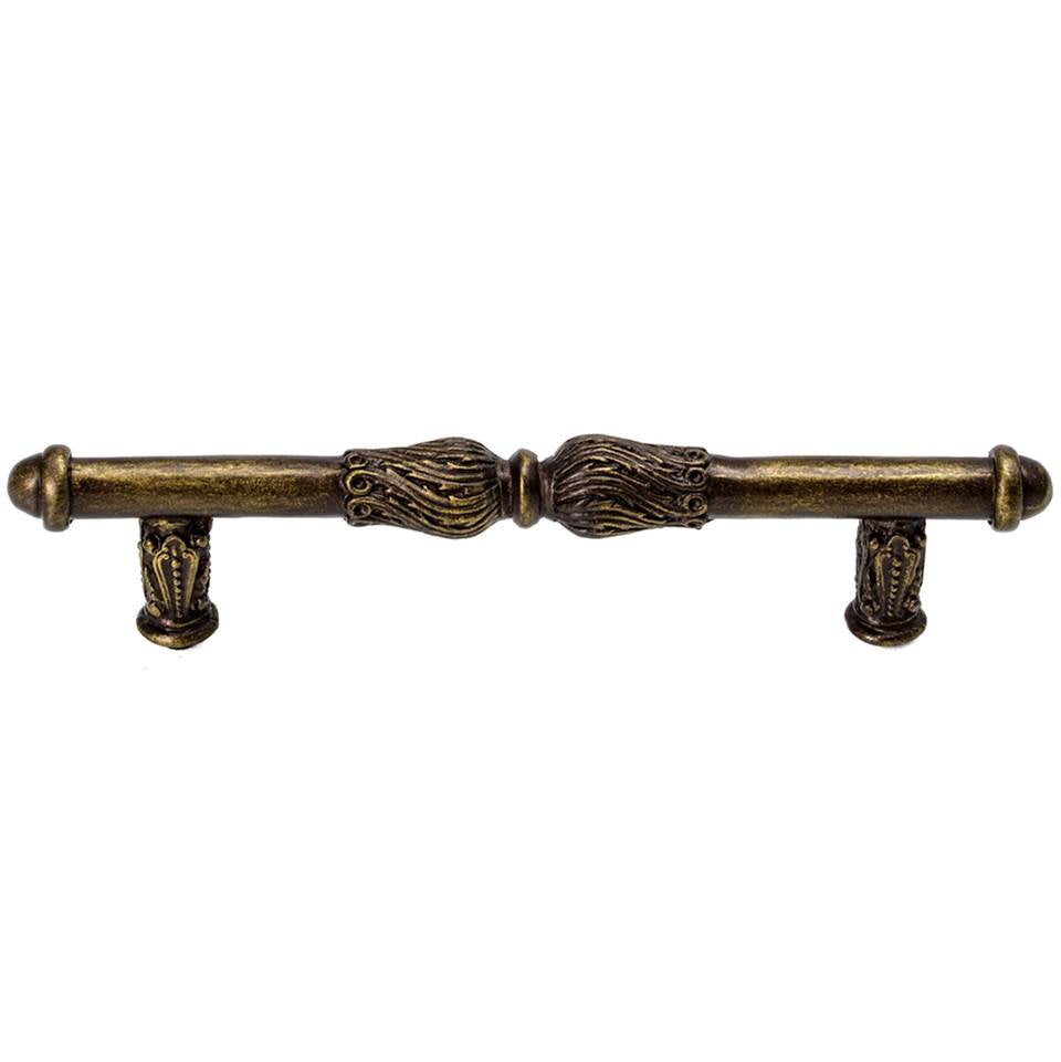Carpe Diem Hardware - Acanthus 4'' O.C. Pull With Feather Scroll - Antique Brass