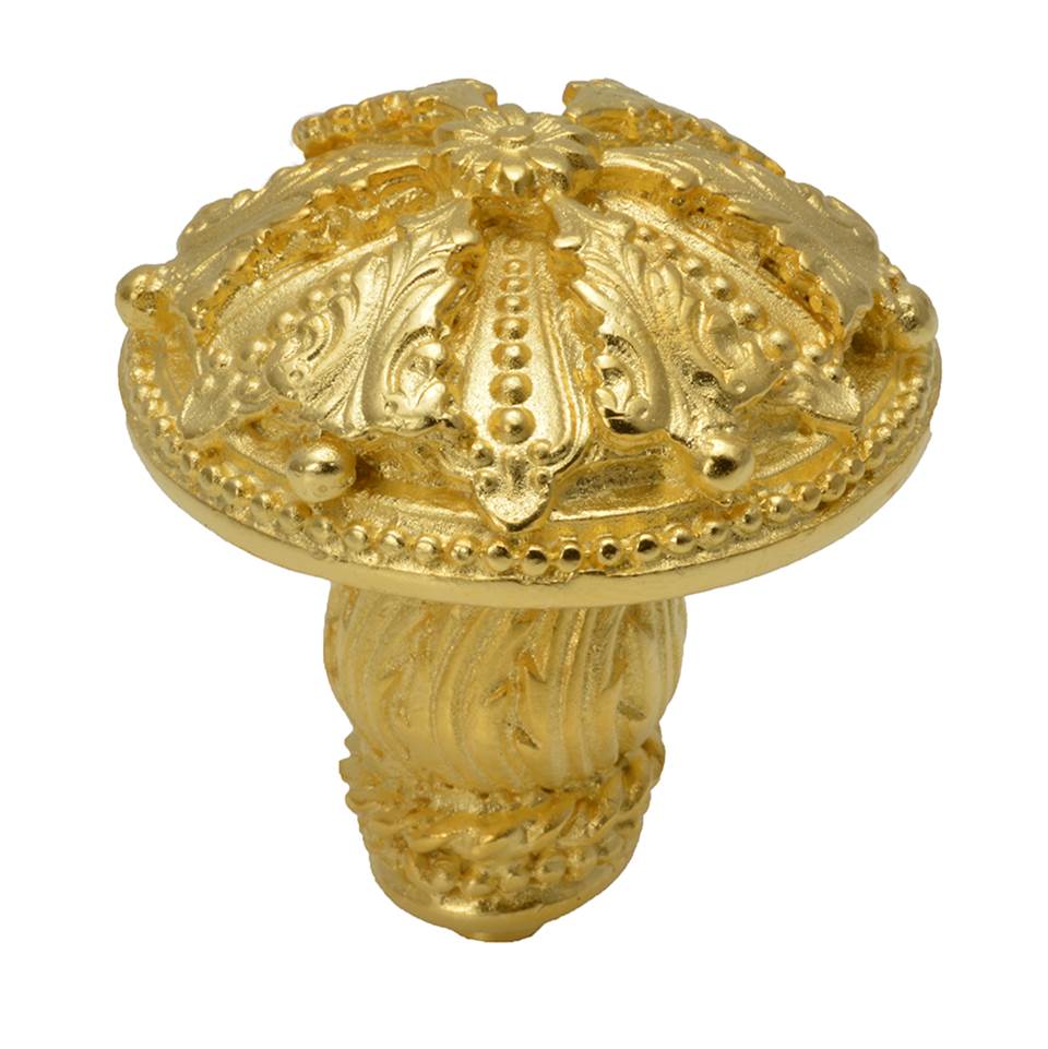 Carpe Diem Hardware - Acanthus Large Knob Renaissance Style With Feather Scroll Foot - Gilded Mercury