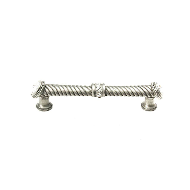 Carpe Diem Hardware - Cache 5'' O.C. Large Pull w/ End & Center 7 Rivoli Swarovski Crystals - Soft Gold