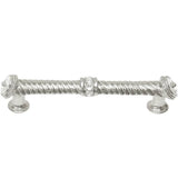 Carpe Diem Hardware - Cache 5'' O.C. Large Pull With End and Center 7 Rivoli Swarovski Clear Crystals In Platinum. - Platinum