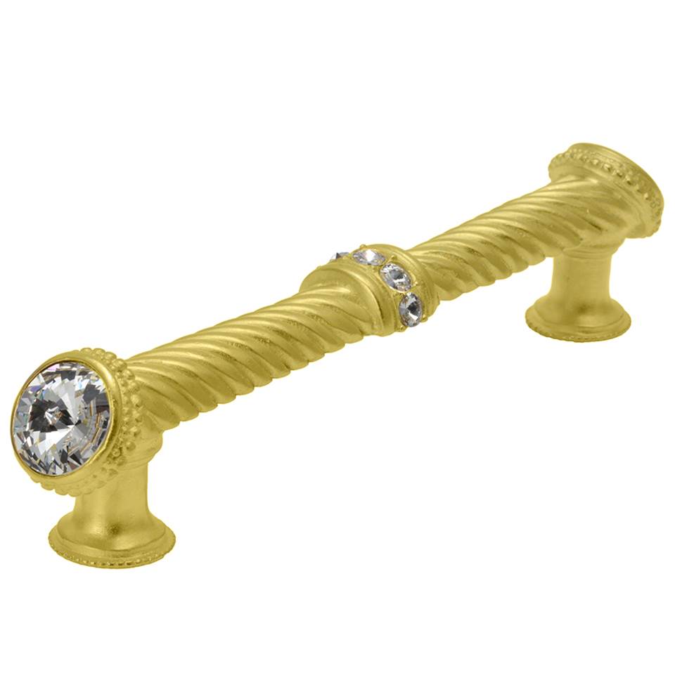 Carpe Diem Hardware - Cache Ll Large Swing Tissue Reeded Ring Right w/ 42 Rivoli Swarovski Crystals - Antique Brass