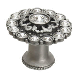 Carpe Diem Hardware - Cache Large Round Knob With Flared Foot With Swarovski Clear Crystals In Satin. - Satin