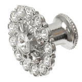 Cache Large Round Knob With Flared Foot With Swarovski Clear Crystals In Satin.
