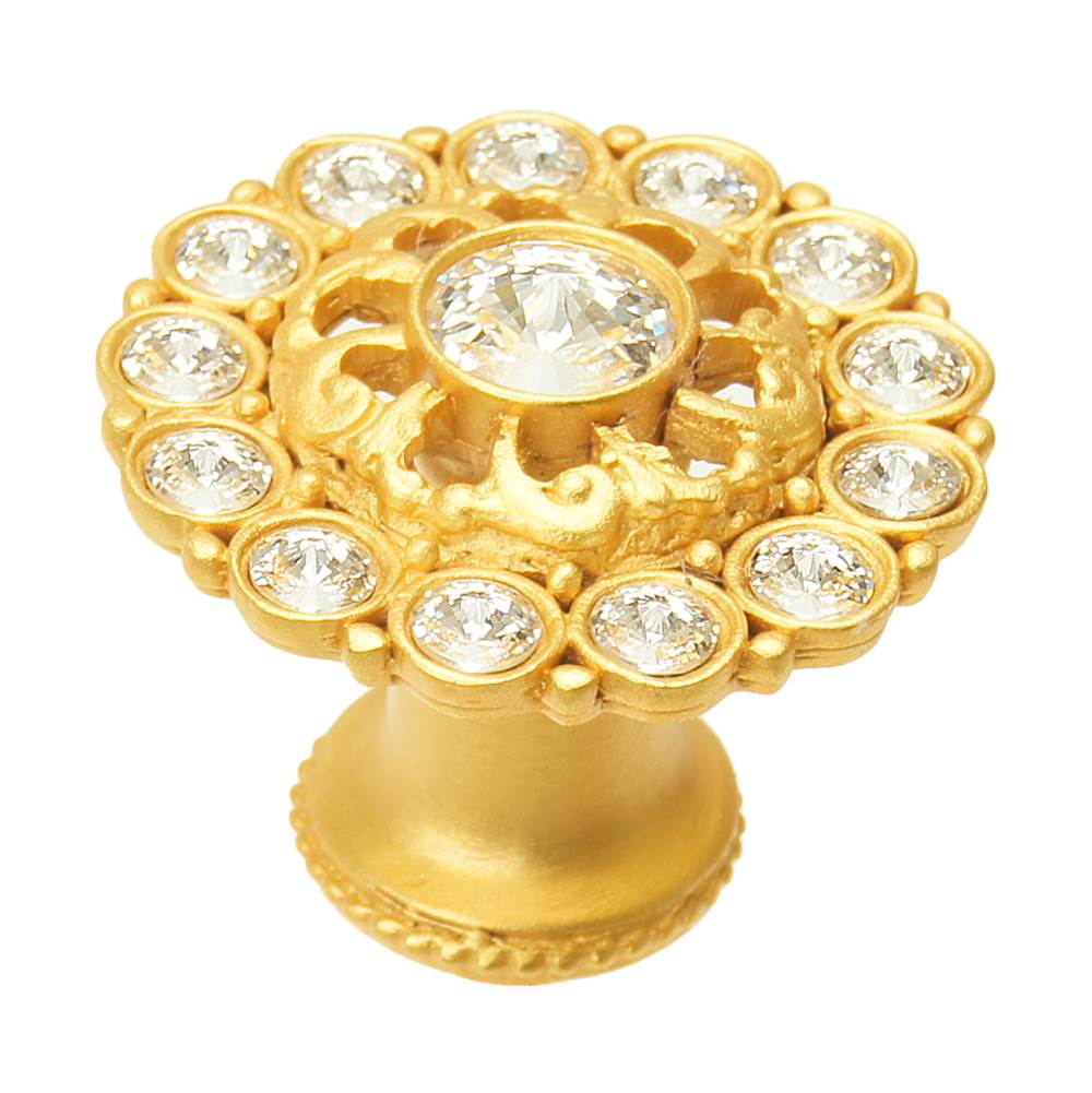 Carpe Diem Hardware - Cache Large Round Multi Crystals Knob w/ Swarovski Crystals - Gilded Mercury