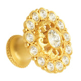 Cache Large Round Knob With Flared Foot With Swarovski Clear Crystals In Satin.