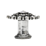 Cache Large Round Knob With Flared Foot With Swarovski Clear Crystals In Satin.