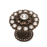 Carpe Diem Hardware - Cache Large Round Multi Crystals Knob With Halo Platform With Swarovski Clear Crystals - Oil Rubbed Bronze