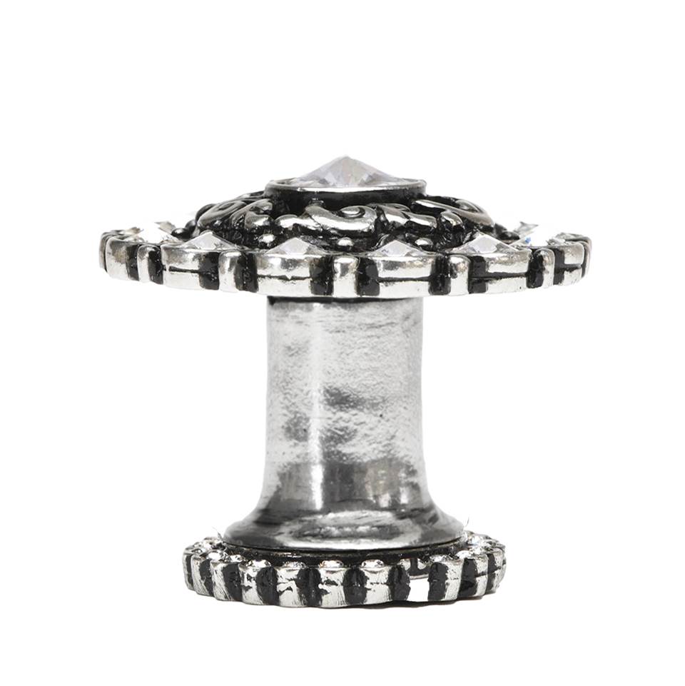 Cache Large Round Multi Crystals Knob With Halo Platform With Swarovski Clear Crystals