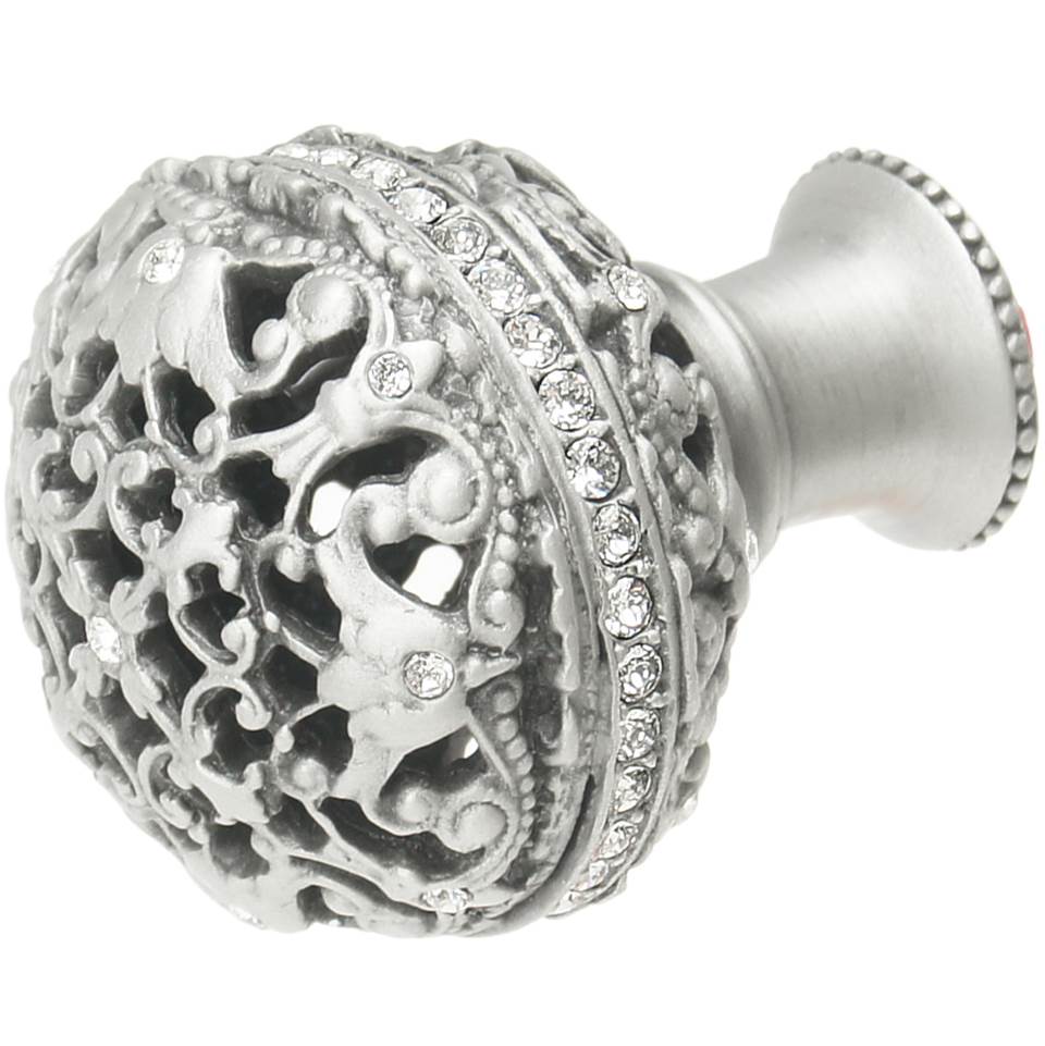 Juliane Grace Large Knob Full Round With Swarovski Clear Crystals In Satin.