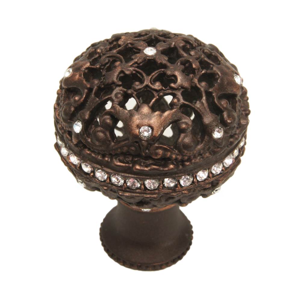 Carpe Diem Hardware - Juliane Grace Large Knob Full Round With Swarovski Clear Crystals - Oil Rubbed Bronze