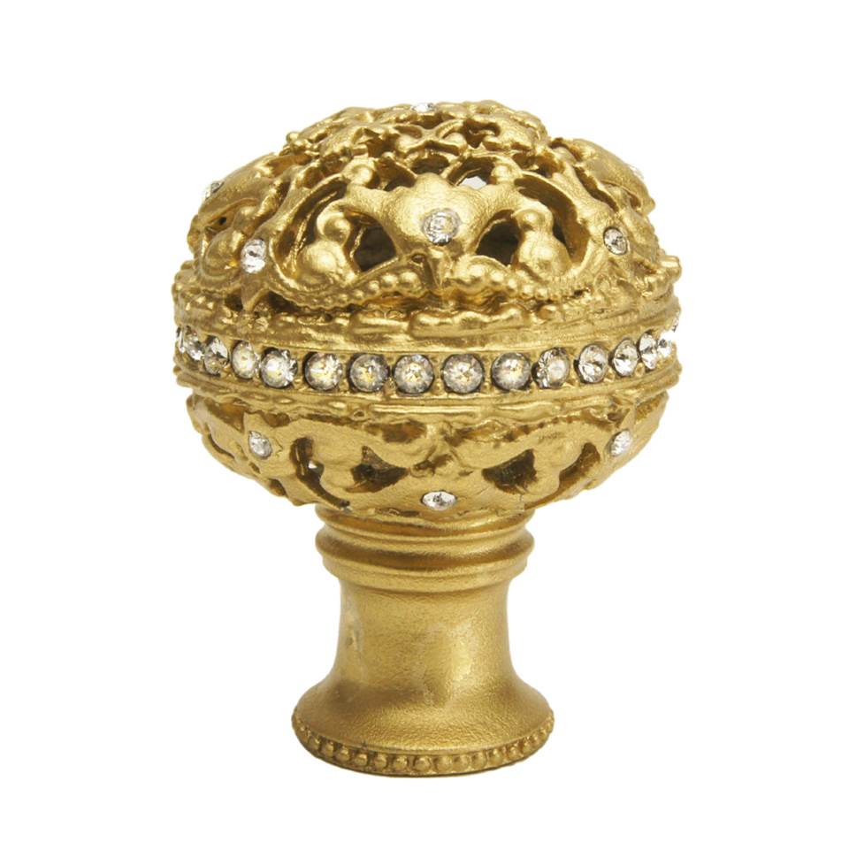 Juliane Grace Large Knob Full Round With Swarovski Clear Crystals In Satin.