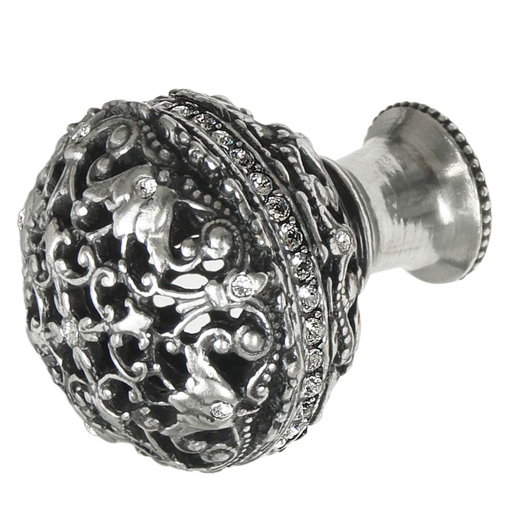 Juliane Grace Large Knob Full Round With Swarovski Clear Crystals In Satin.