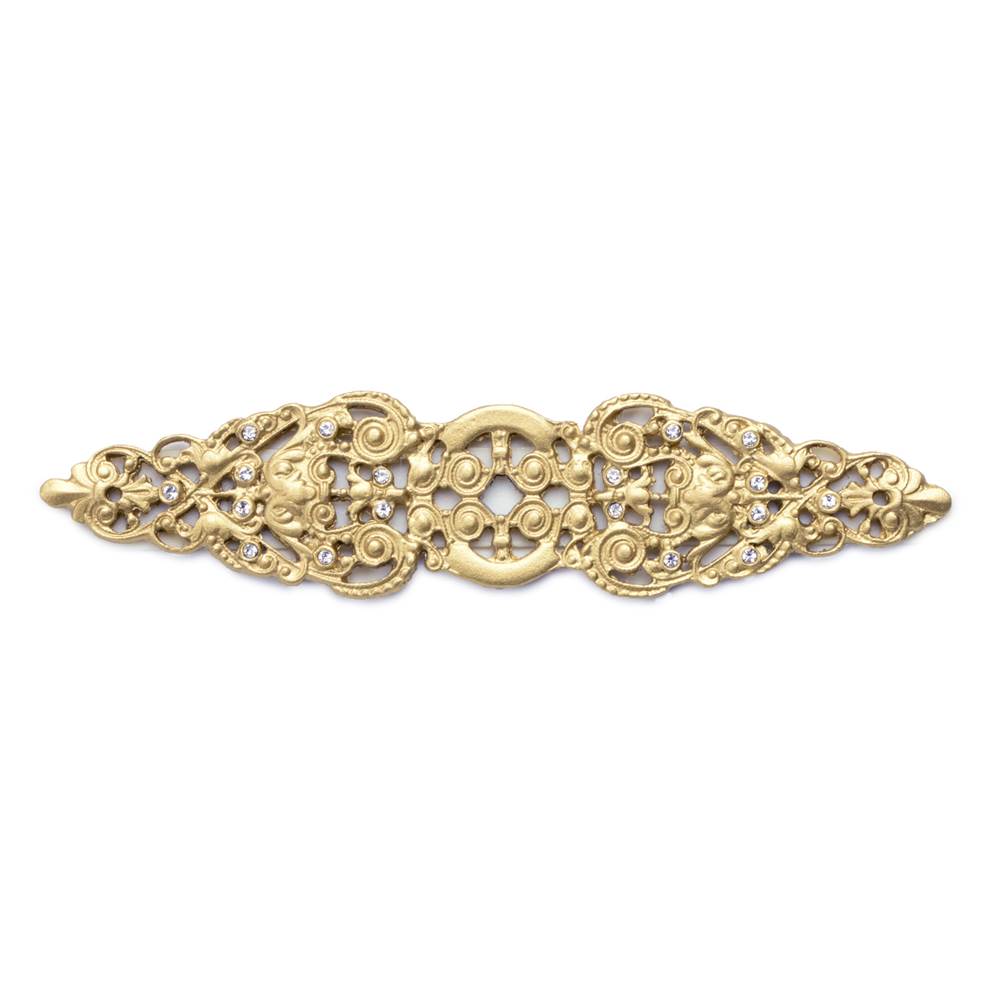 Carpe Diem Hardware - Juliane Grace Elongated Escutcheon With 18 Swarovski Clear Crystals In Soft Gold. - Soft Gold
