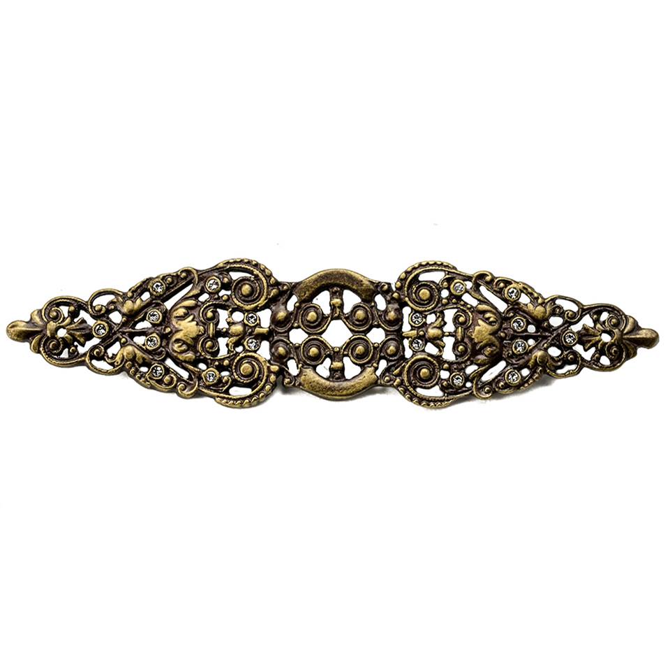 Carpe Diem Hardware - Juliane Grace Elongated Escutcheon With 18 Swarovski Clear Crystals In Antique Brass. - Antique Brass