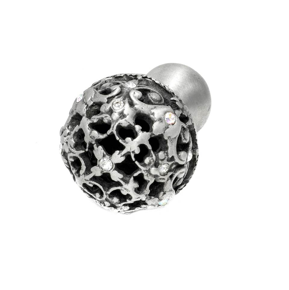 Juliane Grace Medium Knob Full Round With 13 Swarovski Clear and Aurore Boreale Crystals