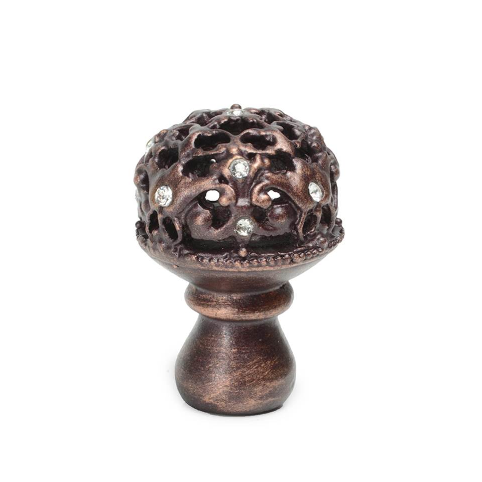 Carpe Diem Hardware - Juliane Grace Medium Knob Full Round With 13 Swarovski Clear Crystals - Oil Rubbed Bronze