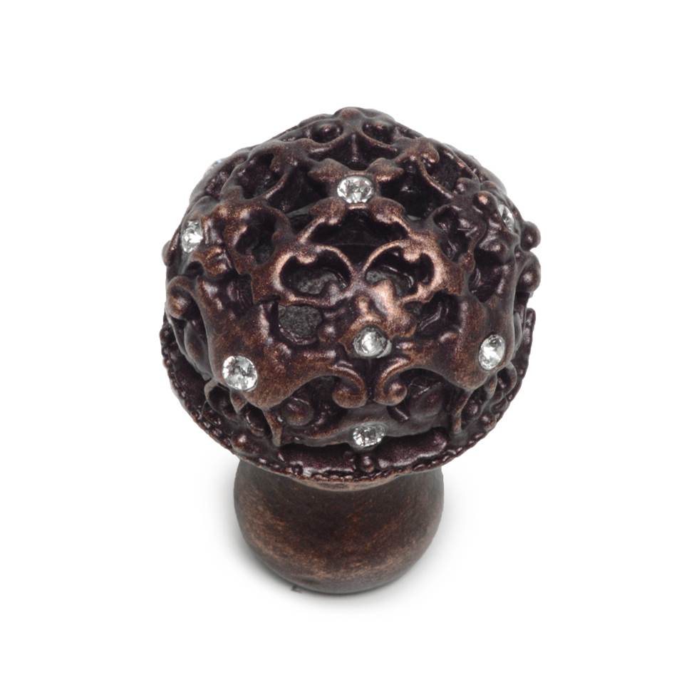 Juliane Grace Medium Knob Full Round With 13 Swarovski Clear Crystals In Satin.