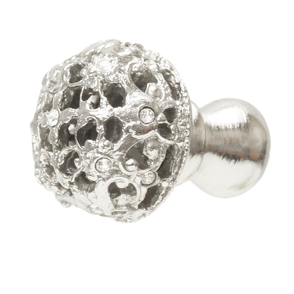 Juliane Grace Medium Knob Full Round With 13 Swarovski Clear Crystals In Satin.
