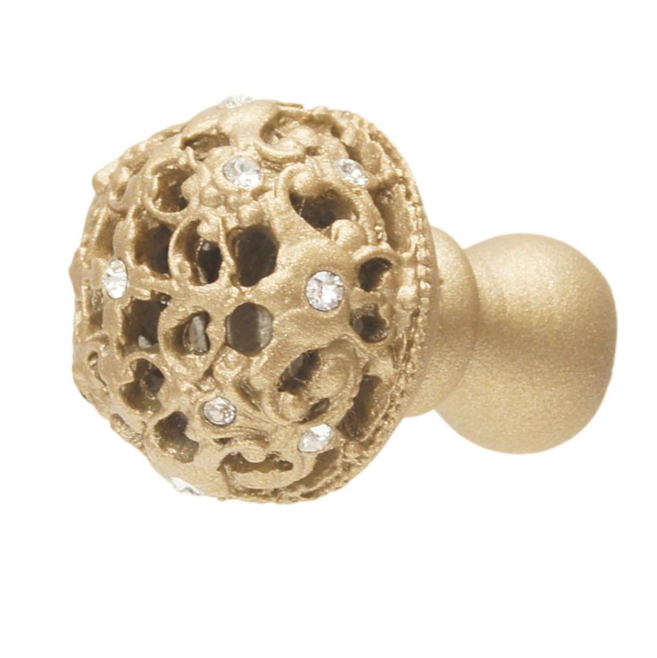 Juliane Grace Medium Knob Full Round With 13 Swarovski Clear Crystals In Satin.