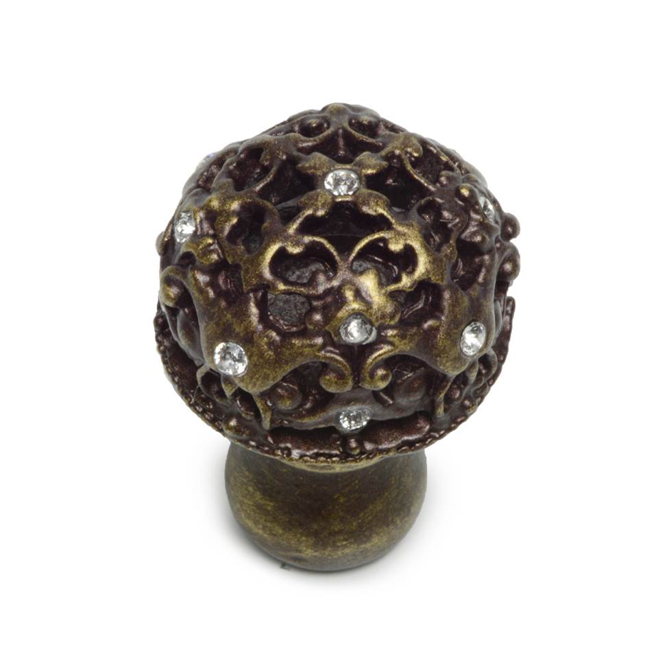 Juliane Grace Medium Knob Full Round With 13 Swarovski Clear Crystals In Satin.