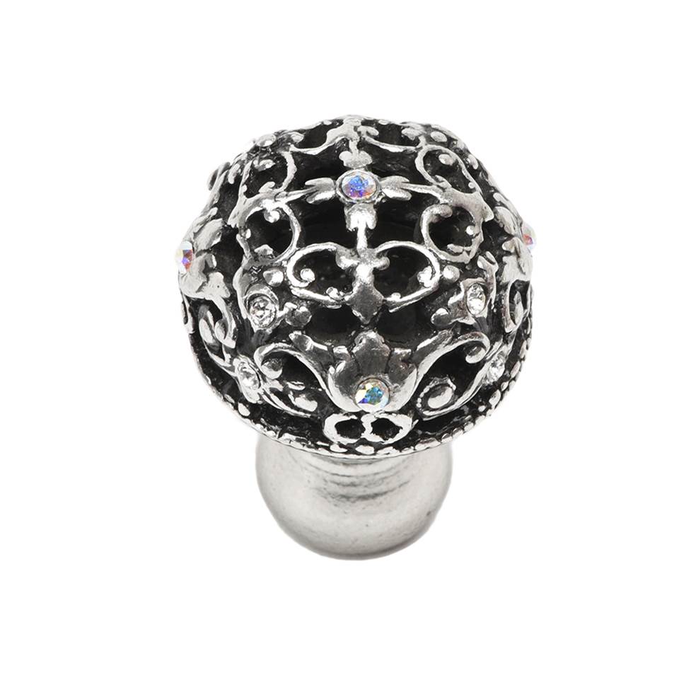 Juliane Grace Medium Knob Full Round With 13 Swarovski Clear and Aurore Boreale Crystals